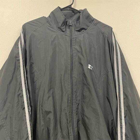 VTG Starter Men's XL Black Striped Windbreaker Jacket Full Zip Casual - Picture 3 of 9
